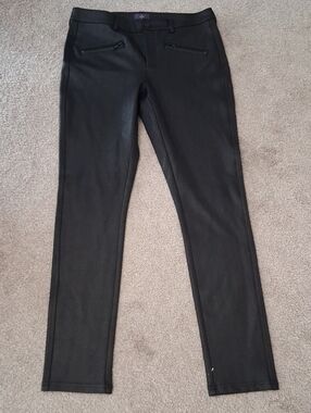 NWOT NYDJ Black Lift&Tuck Glossy Shimmer Pants. Stretch- Front Zipper Pockets(8)